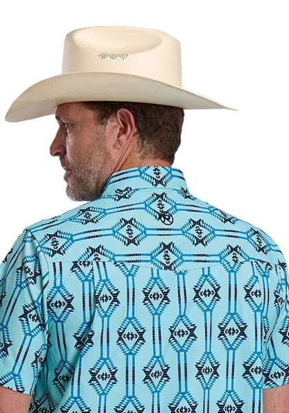 CL03-002-0126-5102 Men's Roper Active S/S Button up- Blue Serape