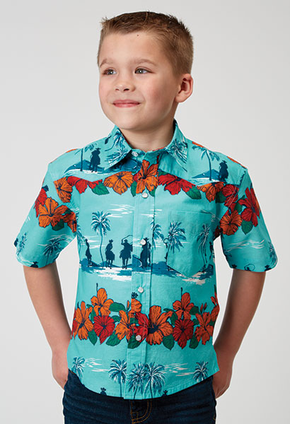 CL03-031-0064-0318 Boys Shirt S/S Hawaiian Print