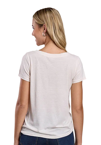 CL03-039-0513-5059 Ladies Roper Tshirt "Cactus & Flowers" White