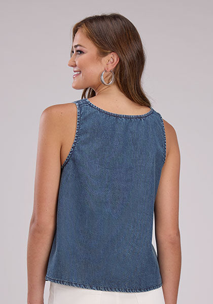 CL03-052-0594-4057- Ladies Denim Tank w/Belt Buckle Strap