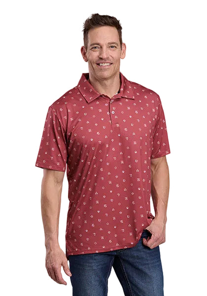 CL03-073-0224-0424 Men's Roper Active Polo- Red Western Icon