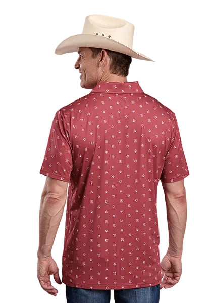 CL03-073-0224-0424 Men's Roper Active Polo- Red Western Icon