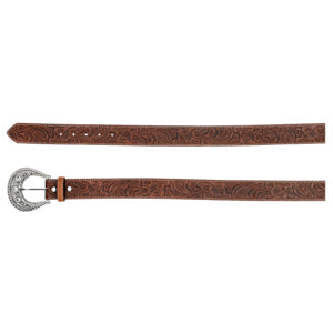 CL2521260242- Belt Catchfly Ladies - Brown Tooling w/ Rhinestone Buckle