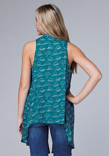 CL03-500-0590-4021 Women's Many Hats Print Rayon Cardigan