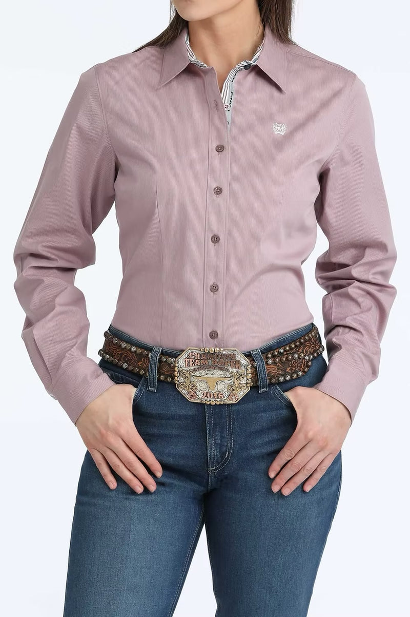 CLMSW9165084 Cinch Ladies L/S Button up Stripes- Liliac