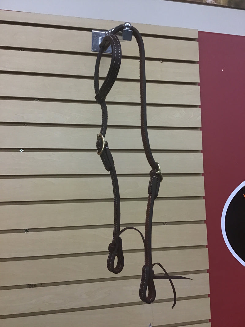 TK42-1862 Double Stitched One Ear Headstall w/ Ties and Brass Buckles