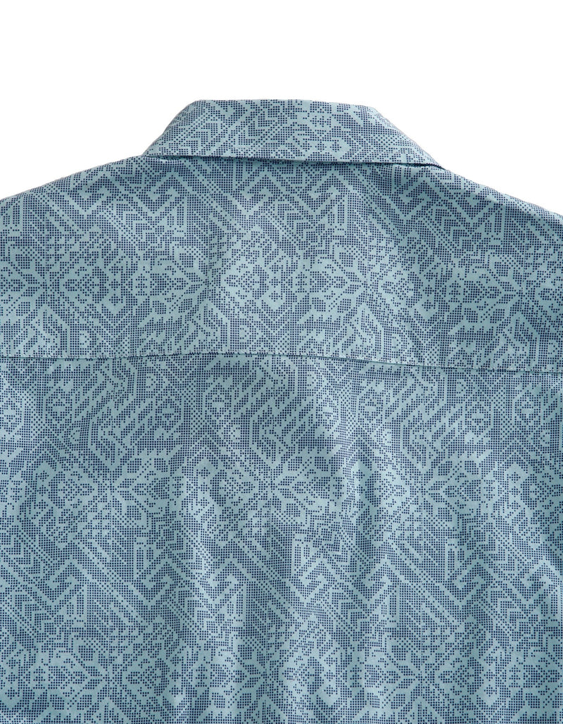 CL10-001-0064-0474-S-Blue Mens Tin Haul  L/S Snaps Matrix Aztec Print