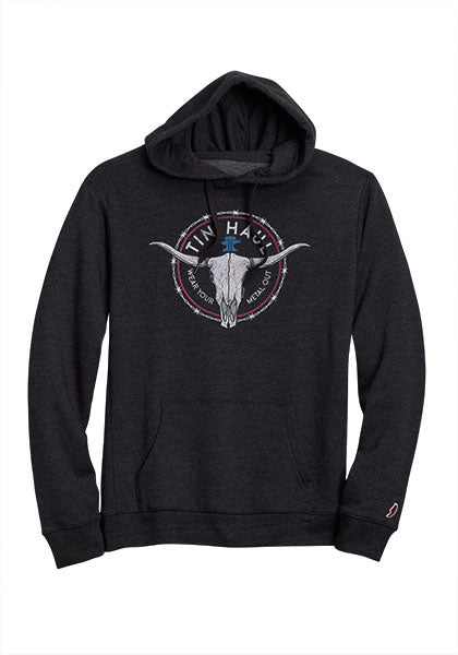 CL10-097-0300-0929- Mens Tinhaul Hoodie w/ Longhorn Barbwire Logo- Dark Grey