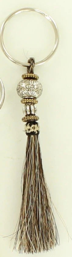 BG2351099 Horsehair Key Chain w/ Metal Beads