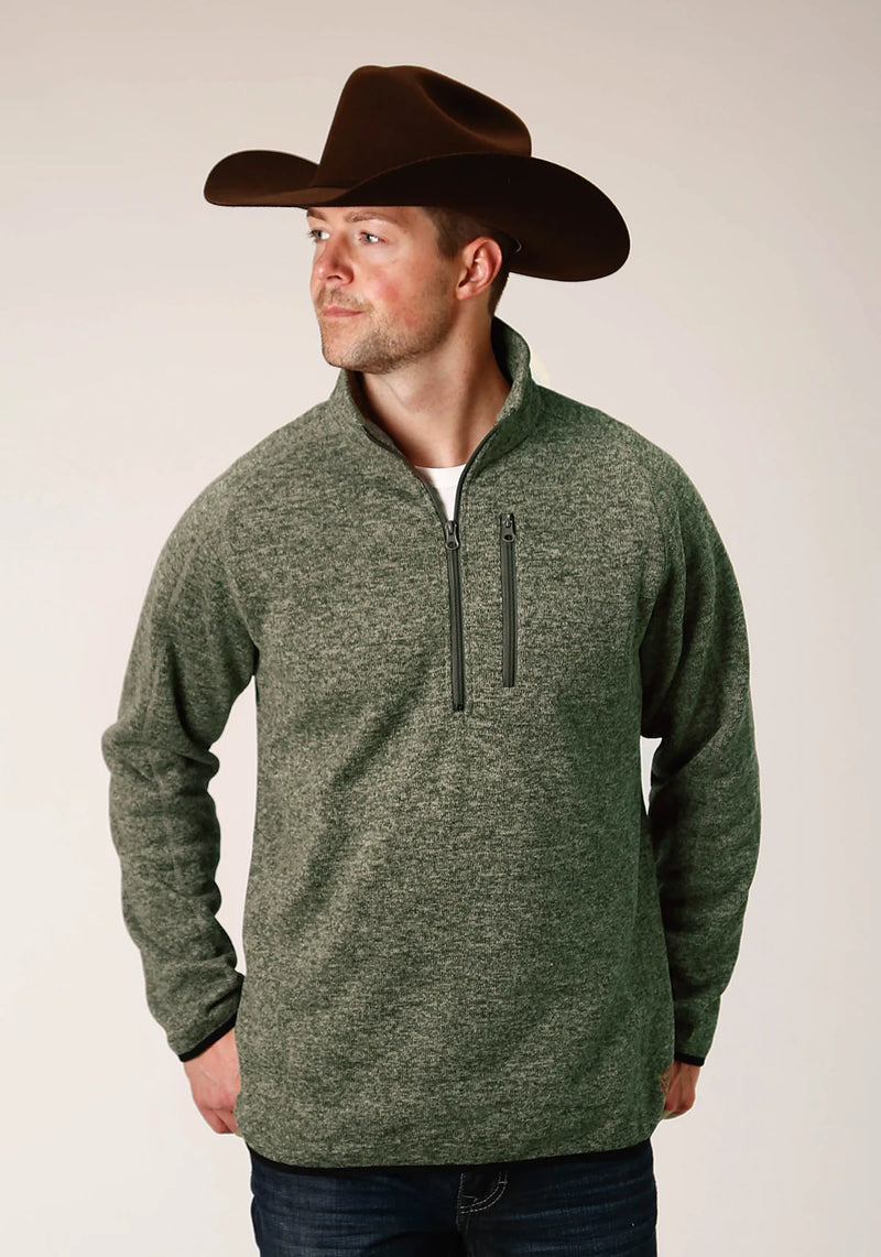 CL11-014-0120-6190-M-Green Mens Stetson Bonded Knit Sweater