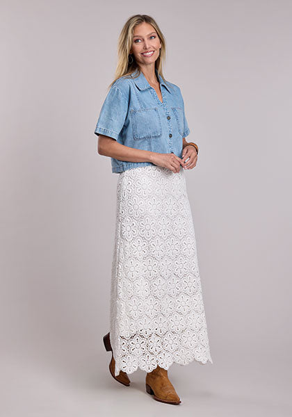 CL11-051-0565-5022- Ladies Stetson Crop Denim S/S Button Shirt