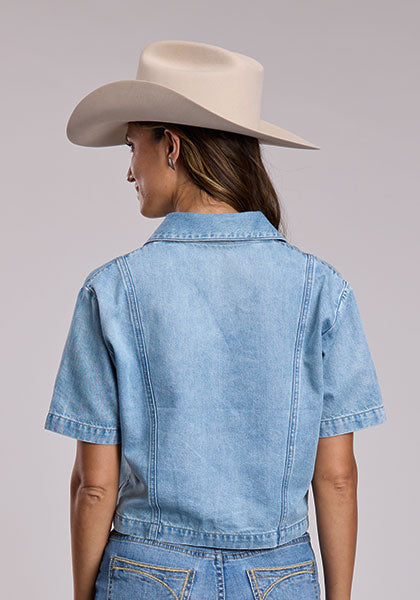 CL11-051-0565-5022- Ladies Stetson Crop Denim S/S Button Shirt