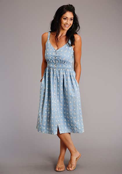 CL11-057-0565-0554-M Dress Stetson Light Denim Embroidery/Paisley