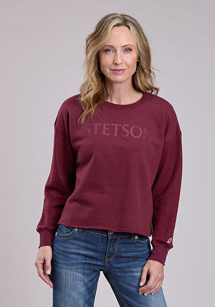 CL11-098-0562-8015-Burgandy Ladies Stetson Crewneck