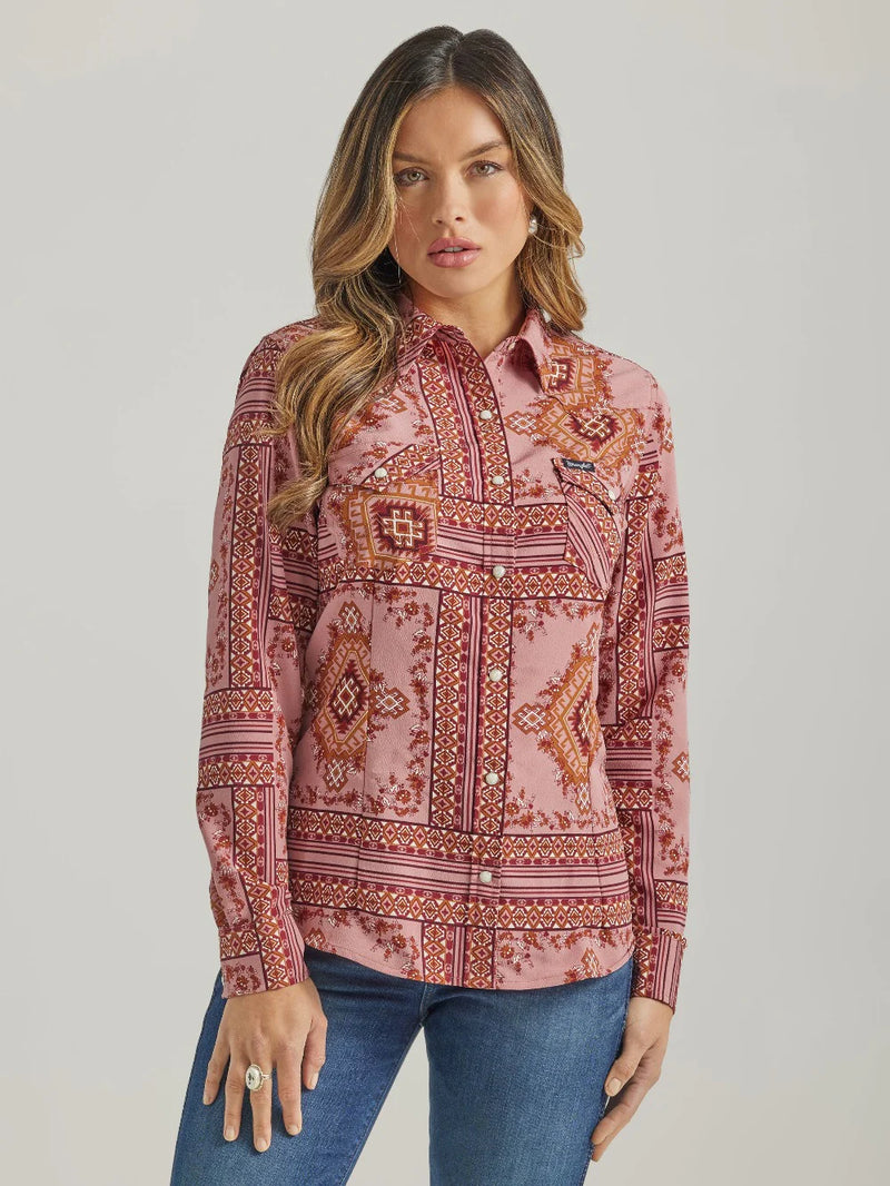 CL112339448-Shirt Ladies L/S Aztec Rose Pink