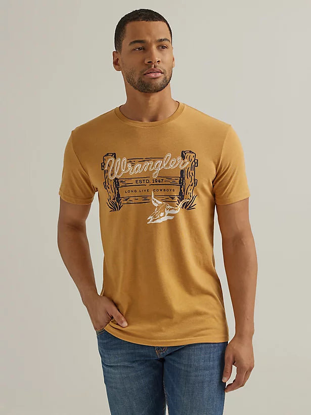 CL112344156 Mens Graphic T-Shirt Wrangler "Long Live Cowboys" Gold