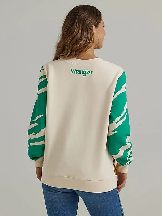CL112344700 Wrangler Ladies Sweatshirt Rope/Rider Print-Grn
