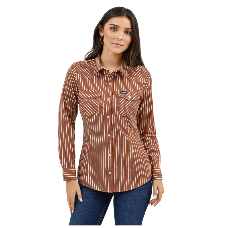 CL112371900 Wrangler Womens L/S Striped Snaps
