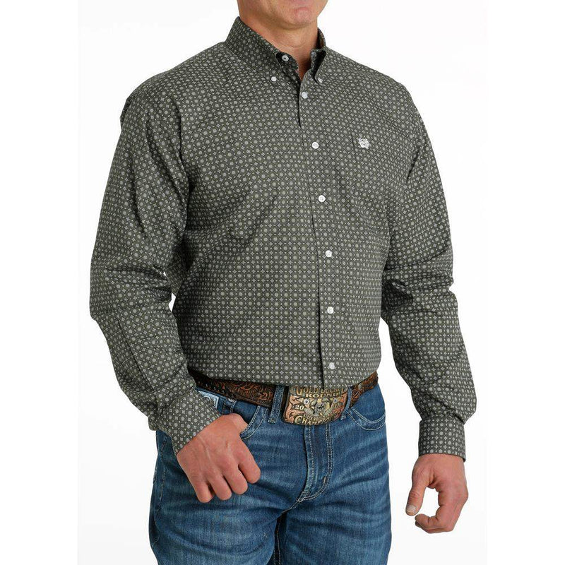CLMTW1105981 Cinch Men's L/S Button Up- Diamond Print