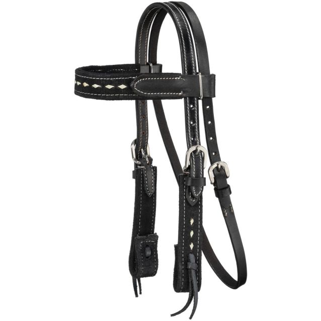 TK42-1005MN-2 Headstall Mini Buckstitch Suede - Black