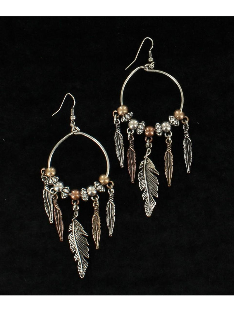 BG30754 Earrings Hoop Feather Drop