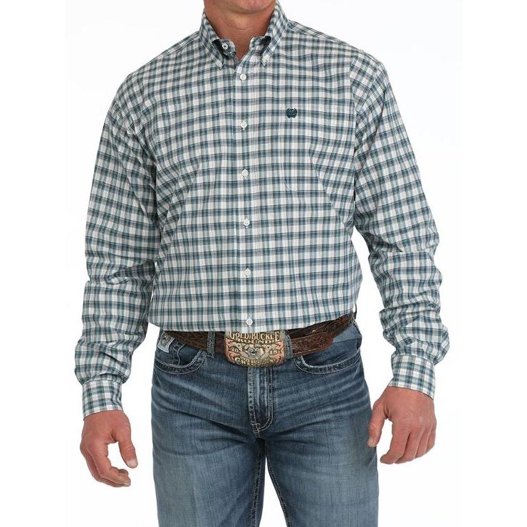 CLMTW1105897 Cinch Mens L/S Plaid - Blu/Wht