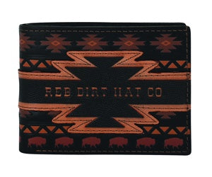 BG24068881W5 Red Dirt Bifold Wallet Aztec Buffalo Design