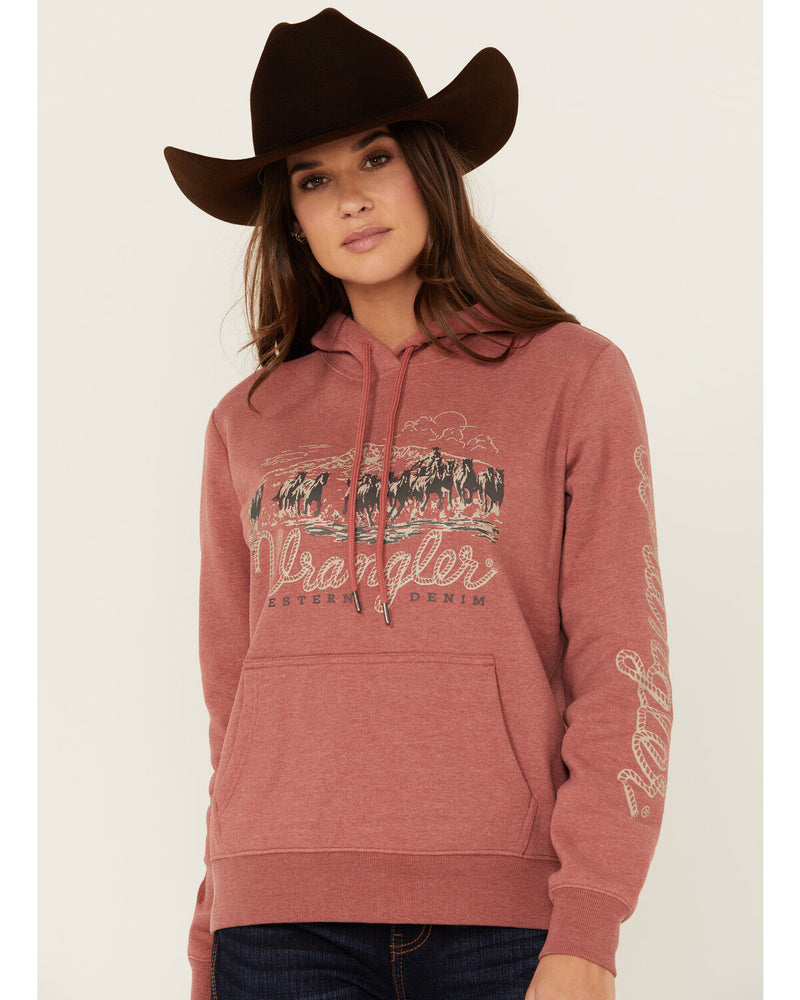 CL112350137 -Rust Red Wrangler Womens Hoodie - Wild Horses