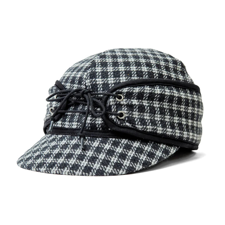 CL1-1702J Gry Chk Cap Railroad Wool Blend Plaid