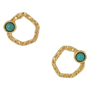 BG22166EJ1 Earrings-Burnished Gold w/Turquoise Stone