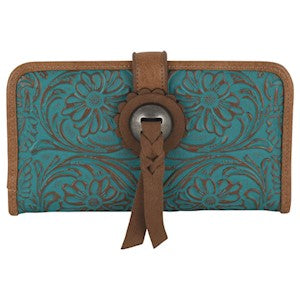 BG24020775W Wallet-Justin Slim Wallet Floral Tooled Turquoise