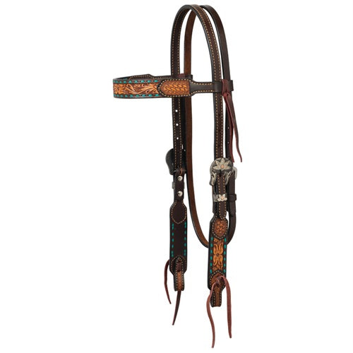 TK45008-01-00 Headstall Floral Buckstitch w/Turquoise