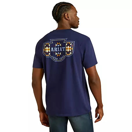 CL10062418 Ariat Men's Tshirt Aztec Logo on Back