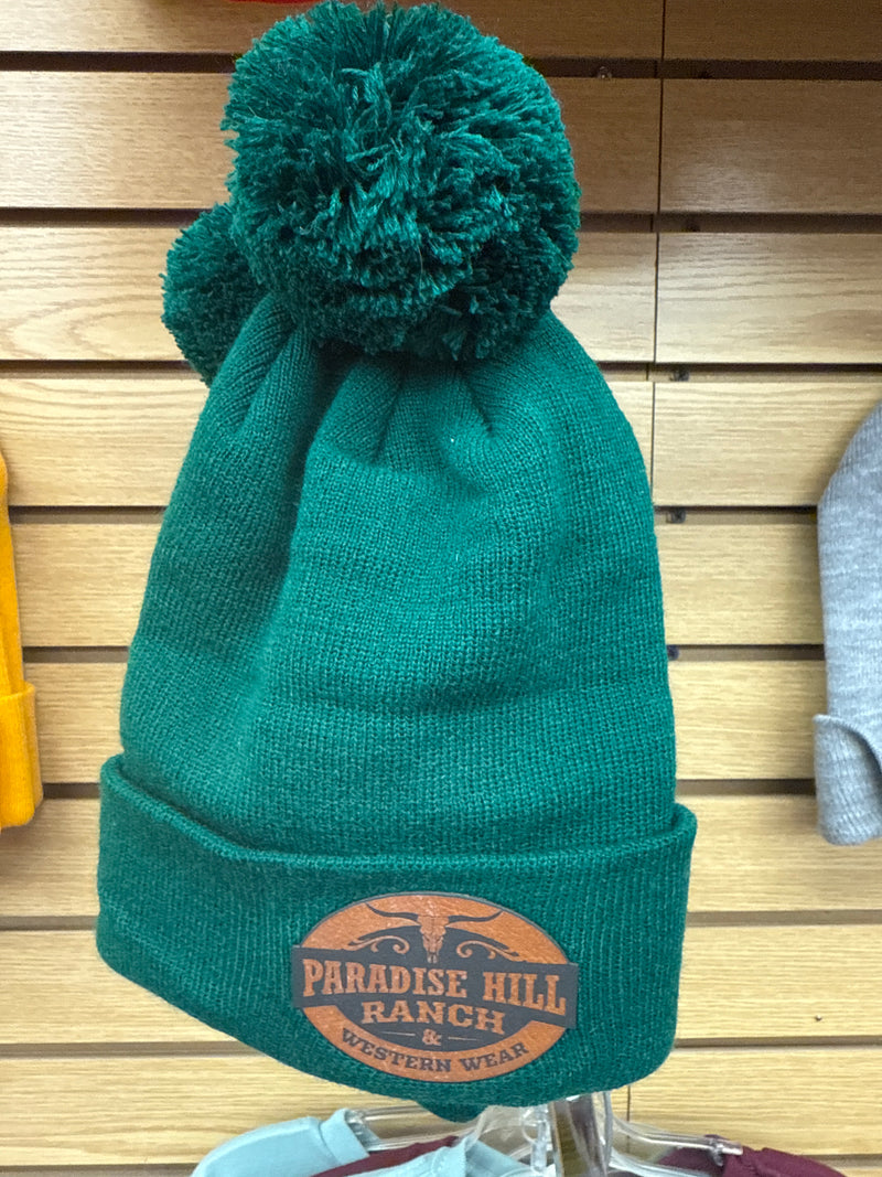 CLPHILLTOQUEPOM--Green Paradise Hill Ranch & Western Wear Toque w/Pom Pom