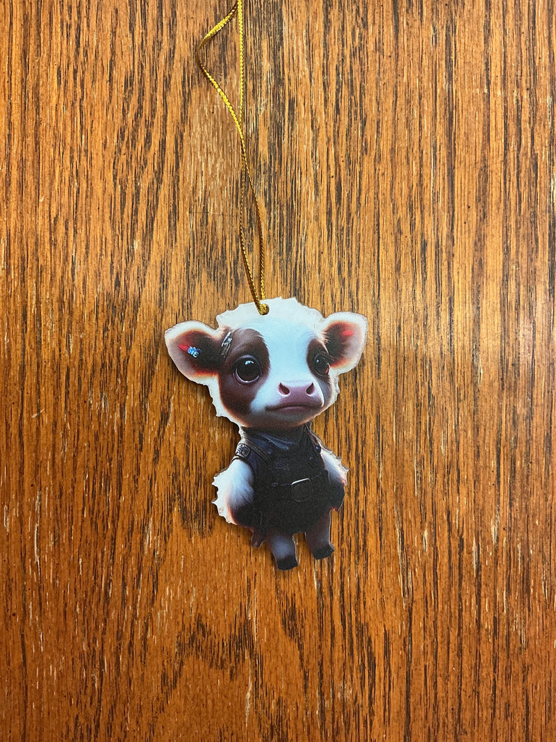 BGCOWORN--10 Ornament - Cow in leather