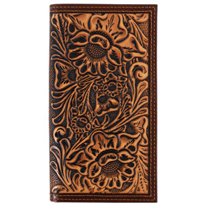 BG2610335663 Justin Rodeo Wallet Tan Floral Tooling