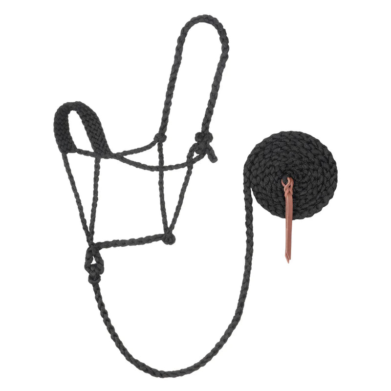 TK35-7820-Average-Black Halter Flat Braided Soft Poly Tape w/ 10' Lead AVE