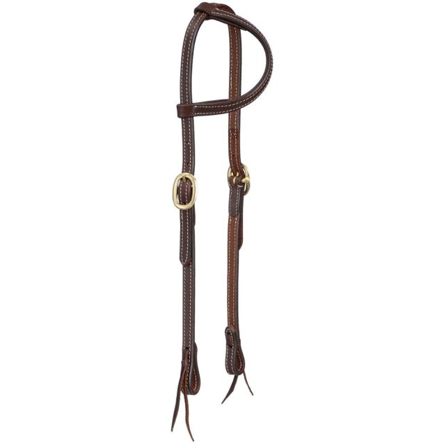 TK42-1862 Double Stitched One Ear Headstall w/ Ties and Brass Buckles