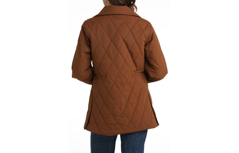 CLMAJ9903001-S-Brown Womens Cinch Barn Coat Lined