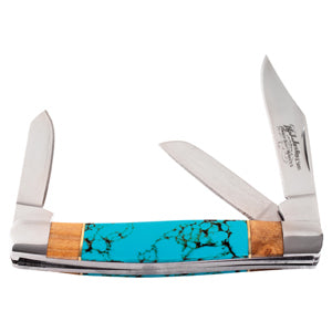 HG Justin Stockman Knife Turq Stone Burl Wood Handle