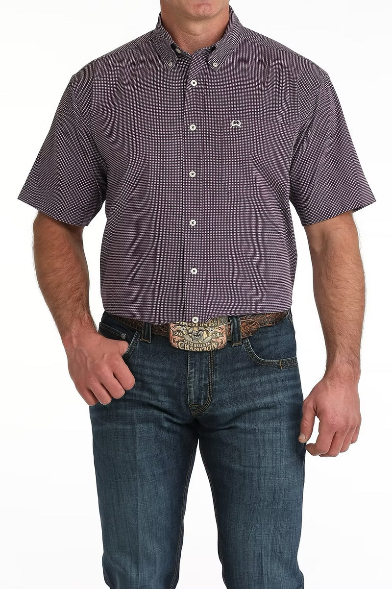 CLMTW1704162 PUR Mens Cinch S/S Shirt Arenaflex Print "Deep Purple"