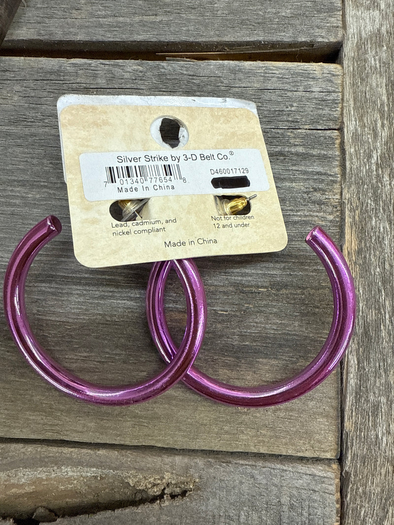 BGD460017129 Earrings Metallic Hoops- Pink