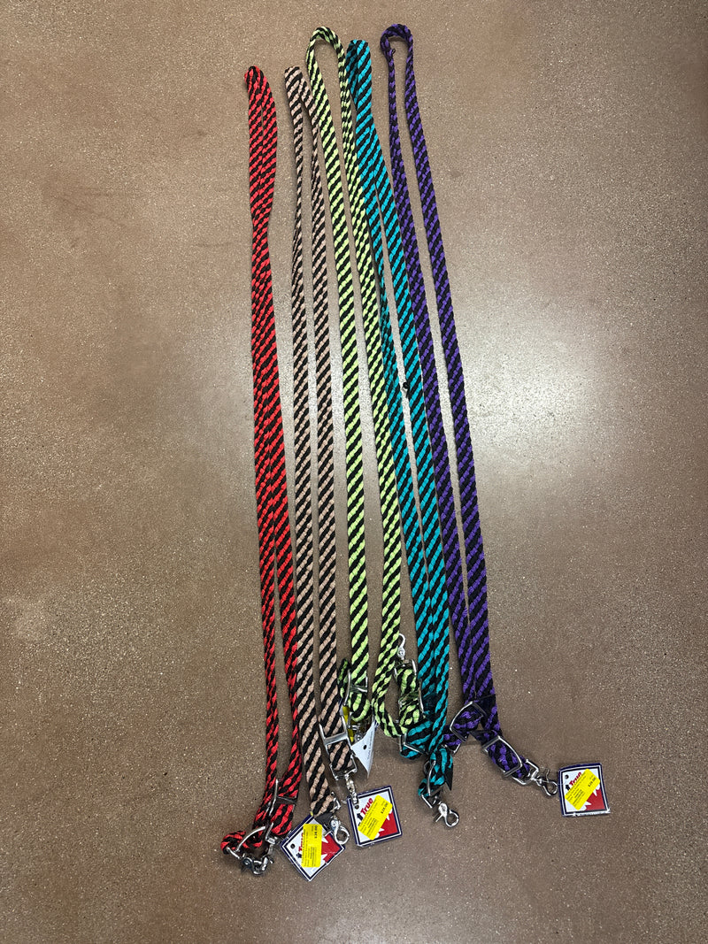TKWR7326 Roping Reins Braided w/ Scissor Snaps - Assorted