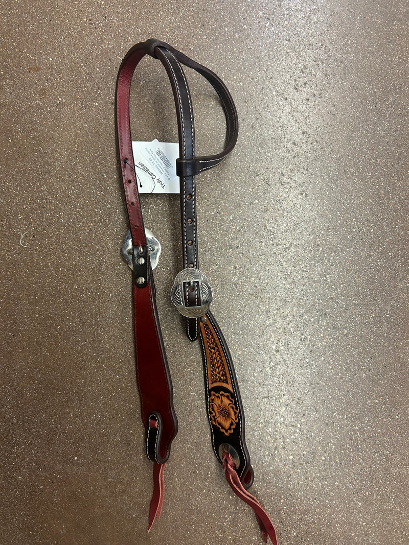 TKWB3202 Headstall 1 Ear Basket stamp and floral engraving