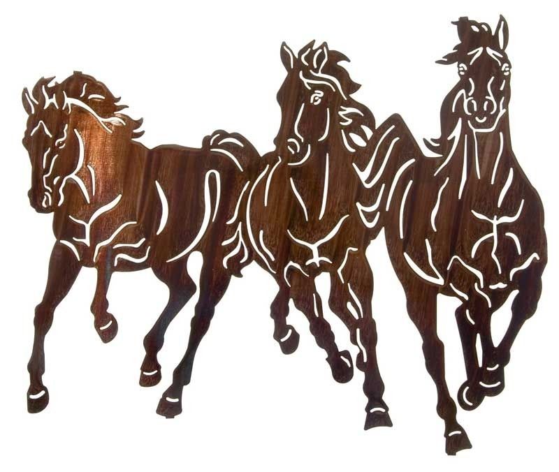 BGJ63170 Metal Wall Plaque Three Horse Silhouette