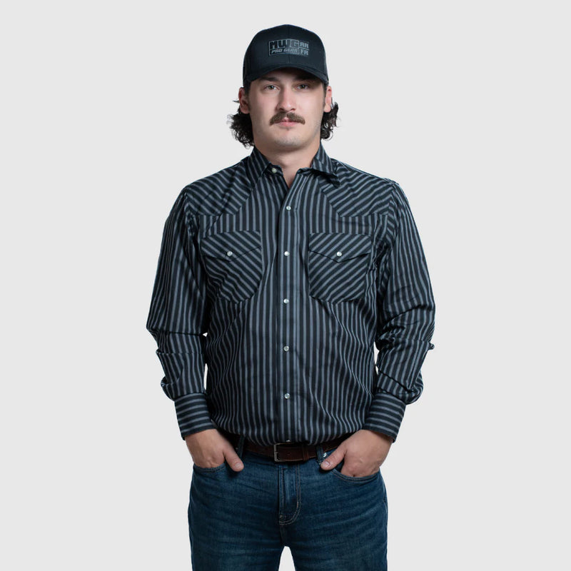 CLI30D01-57 Char MWG Mens L/S Snap Shirt -  Stripe