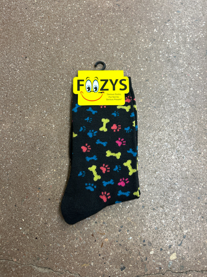 CLTGW-FC--Bone/Paw Foozzy Socks- Animals