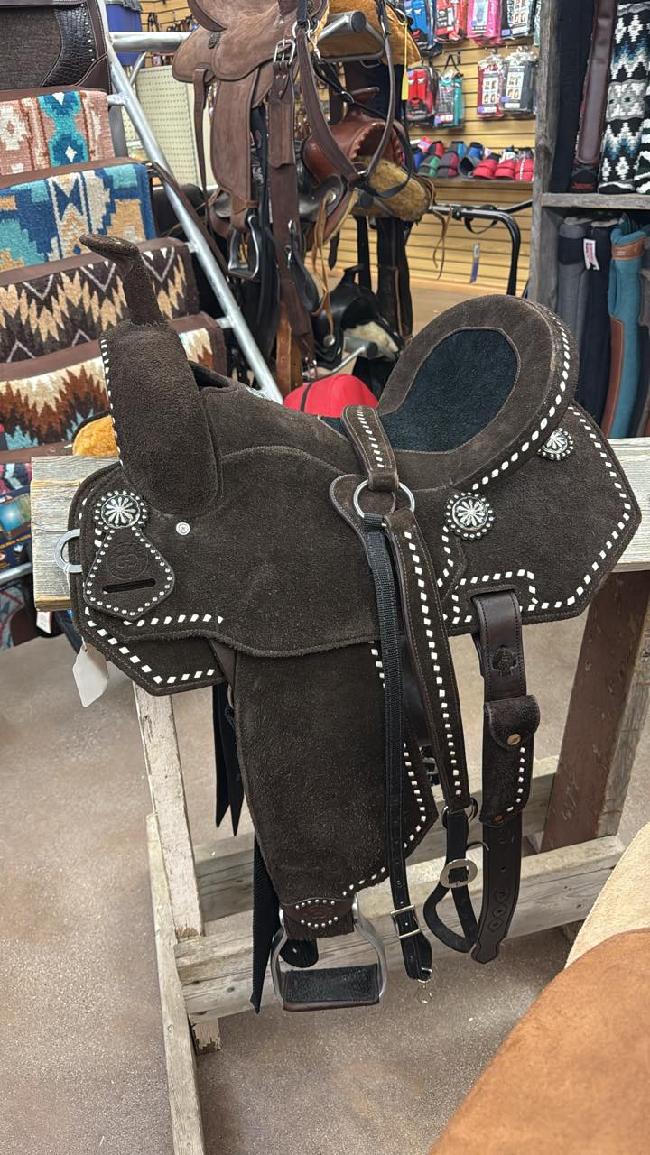 TK50053 NORTH ROCK Barrel Saddle 14.5" Cheyenne Roll Dark Leather