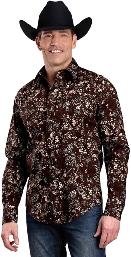 CL03-001-0064-0158 Mens L/S Shirt Roper Paisley Print