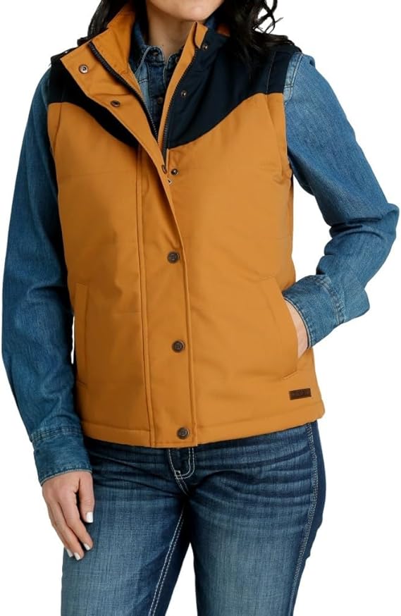 CLMAV9891001-M-BRN Womens Cinch Canvas Vest